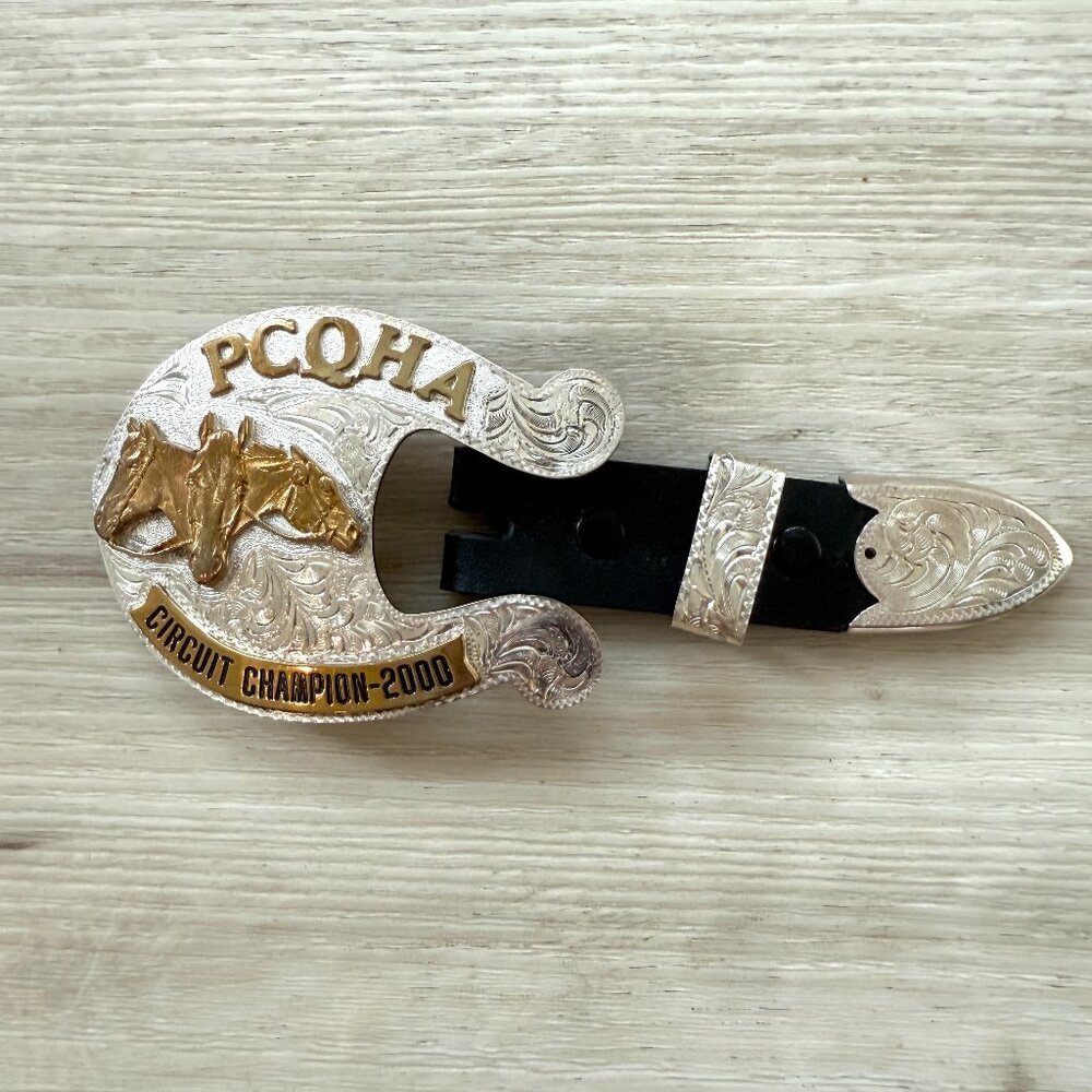 Vintage Silverado Buckle Silver PCQHA Circuit Champion 2000 Western Rodeo Horse - Picture 4 of 11